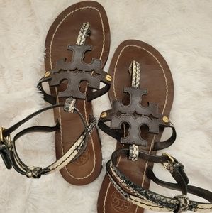Tory Burch Chandler Brown Snake print sandal Size 6 1/2!